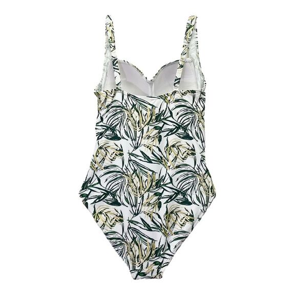 NWT Nip Tuck Swim One Piece Swimsuit Size 8 Green Tropical Palm Ruched Tummy NEW - Picture 3 of 15